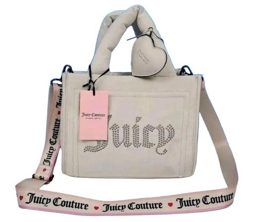 Juicy Couture "Angel Extra Spender" OFF White Mini Tote Shoulder Bag Heart Charm