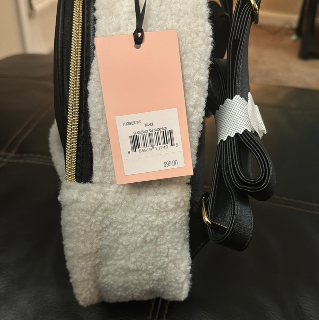 Juicy Couture Sherpa Backpack Purse Bag in Black & White