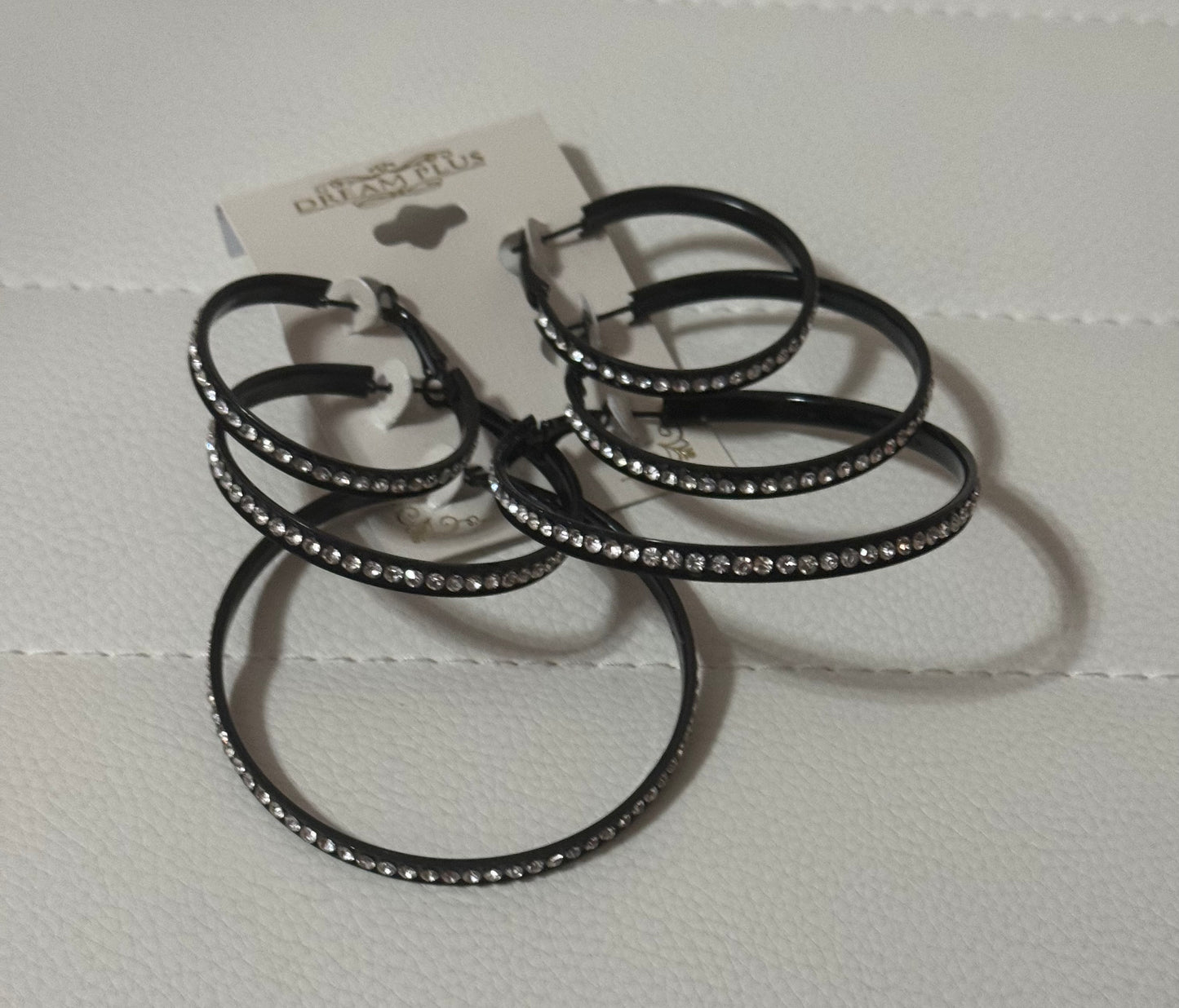 Black and Bling Hoop earrings