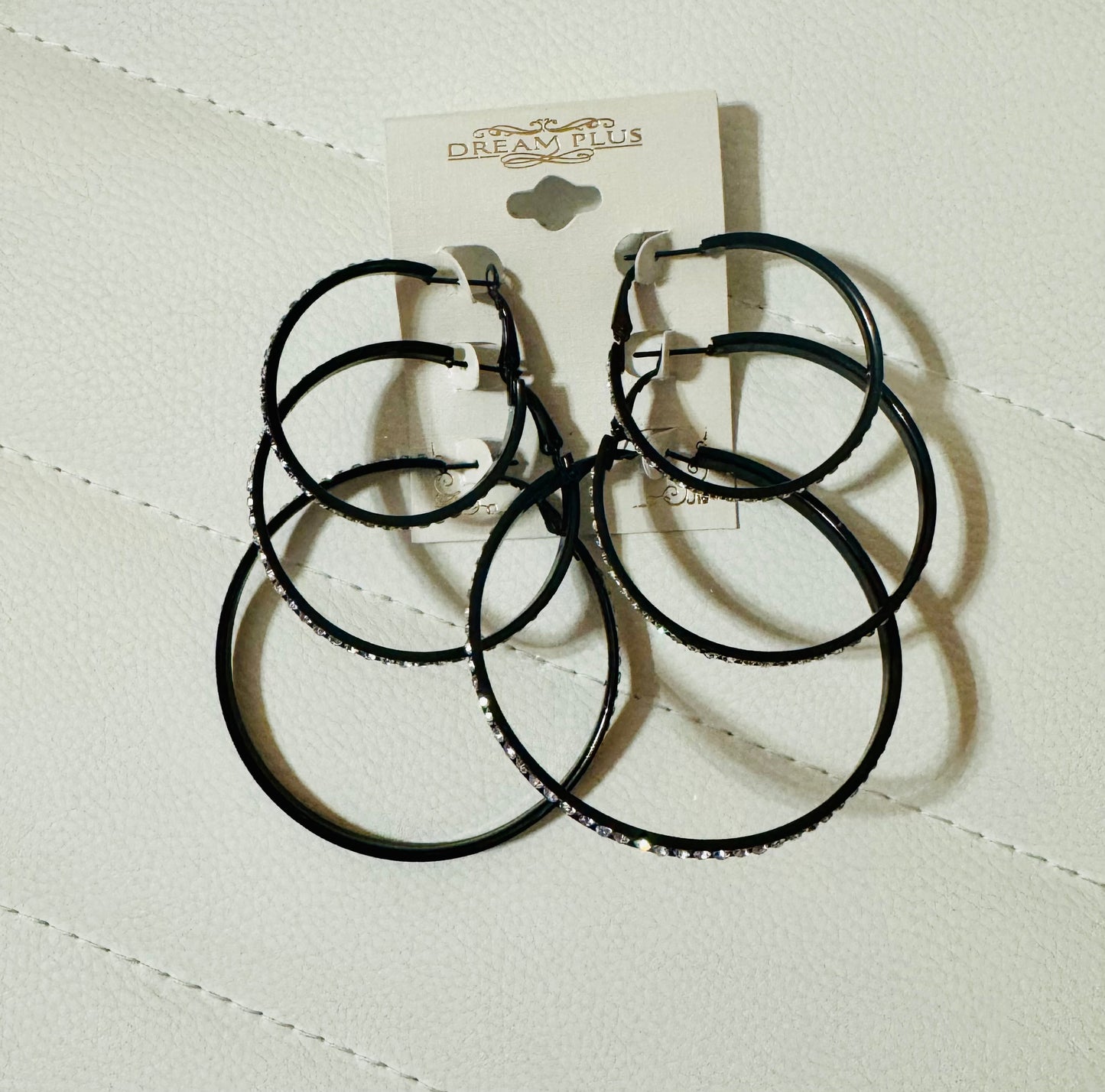 Black and Bling Hoop earrings