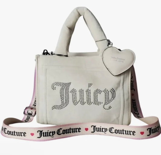 Juicy Couture "Angel Extra Spender" OFF White Mini Tote Shoulder Bag Heart Charm