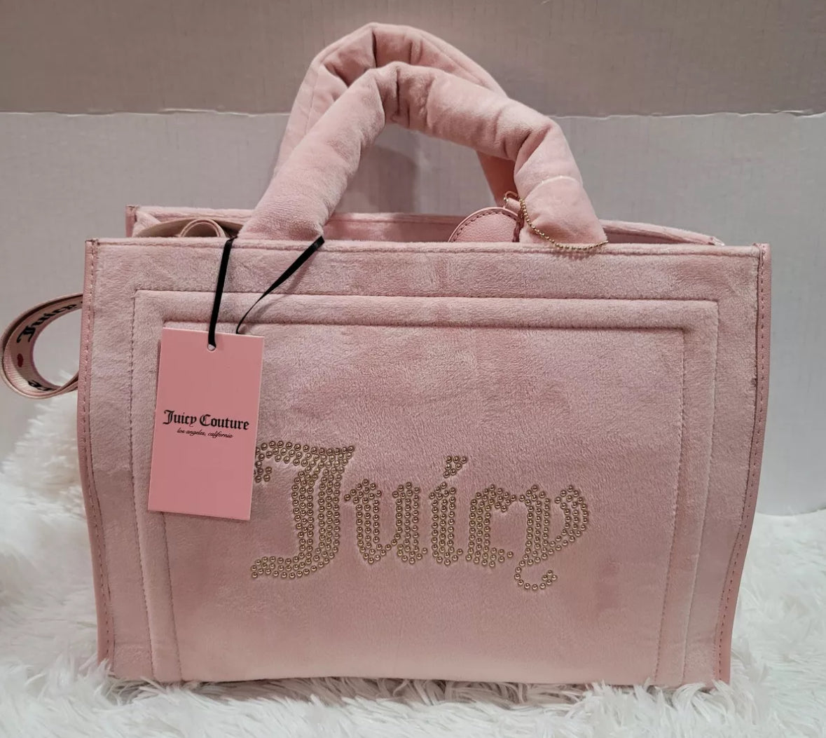 Juicy Couture, Extra Spender Tote w/Crossbody Logo Strap, Pink Diamond