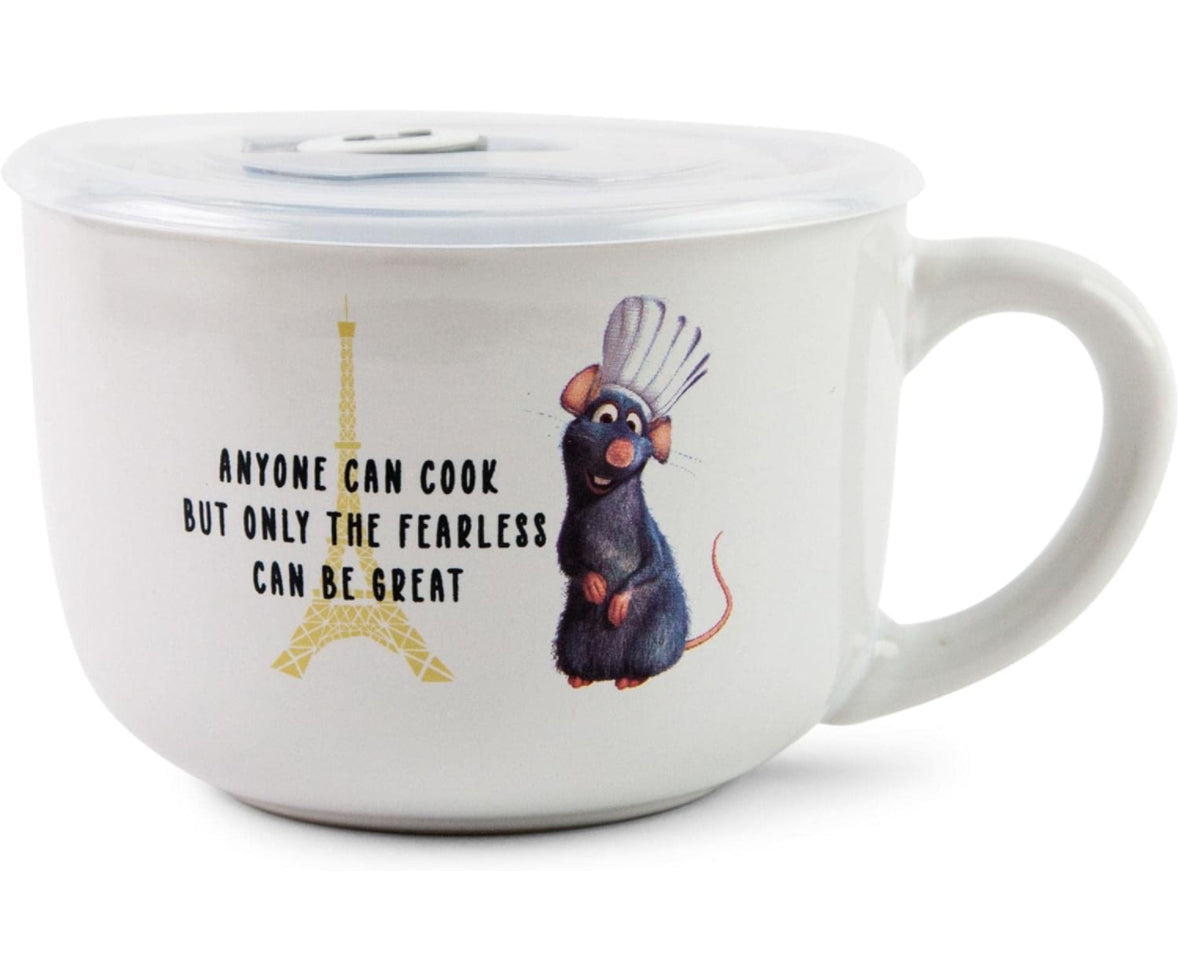 Disney Pixar Ratatouille Anyone Can Cook Ceramic Soup Mug With Lid | 24 Ounces