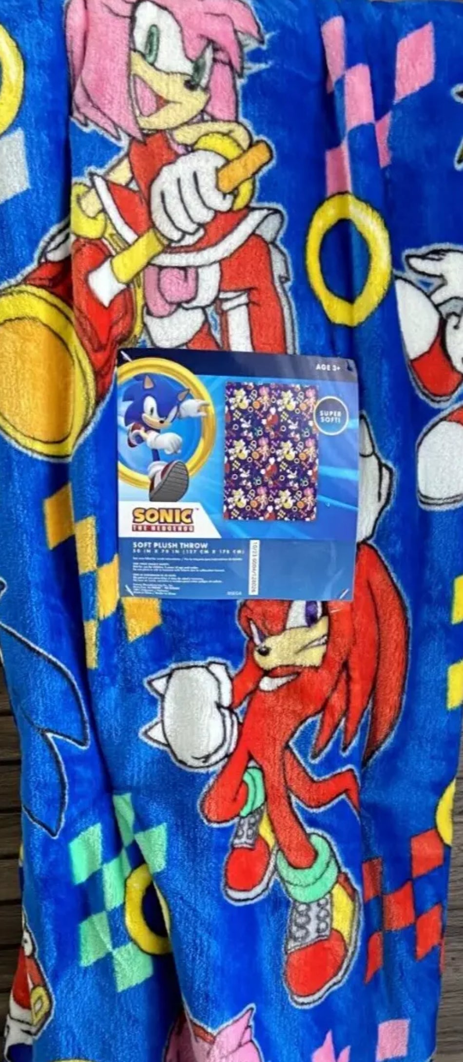 SONIC THE HEDGEHOG Classic Oversized SUPER SOFT PLUSH THROW BLANKET 50"x70"