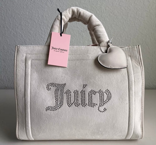 Juicy Couture Velour Angel Extra Spender Tote Bag Purse White Large