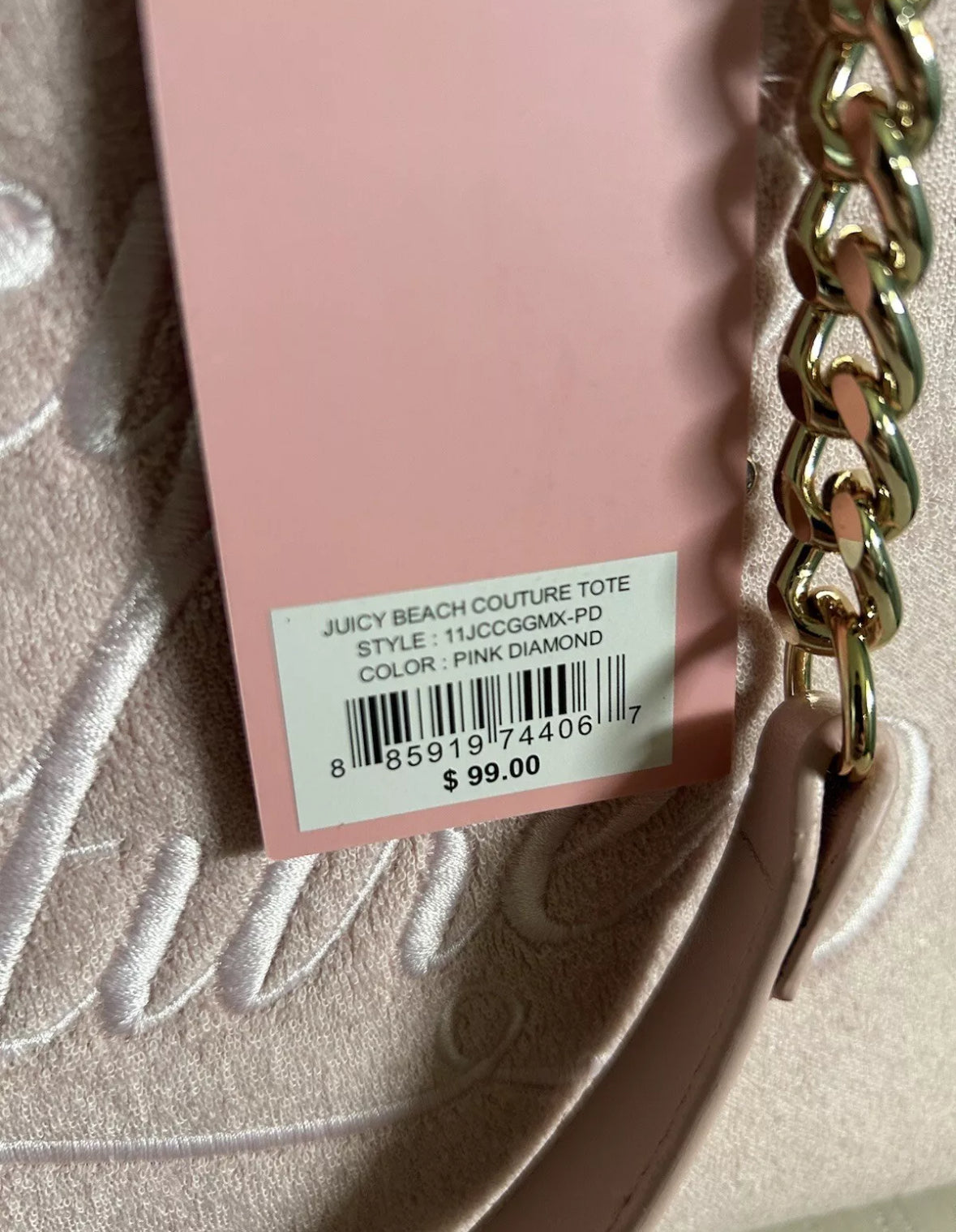 Juicy Couture Beach Tote Pink Diamond