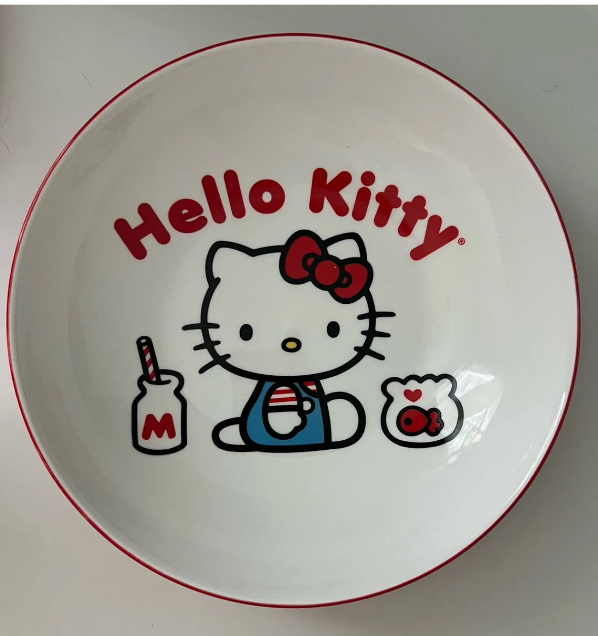 Hello Kitty Sanrio Ceramic Bowl (Milk And Cookies Design)