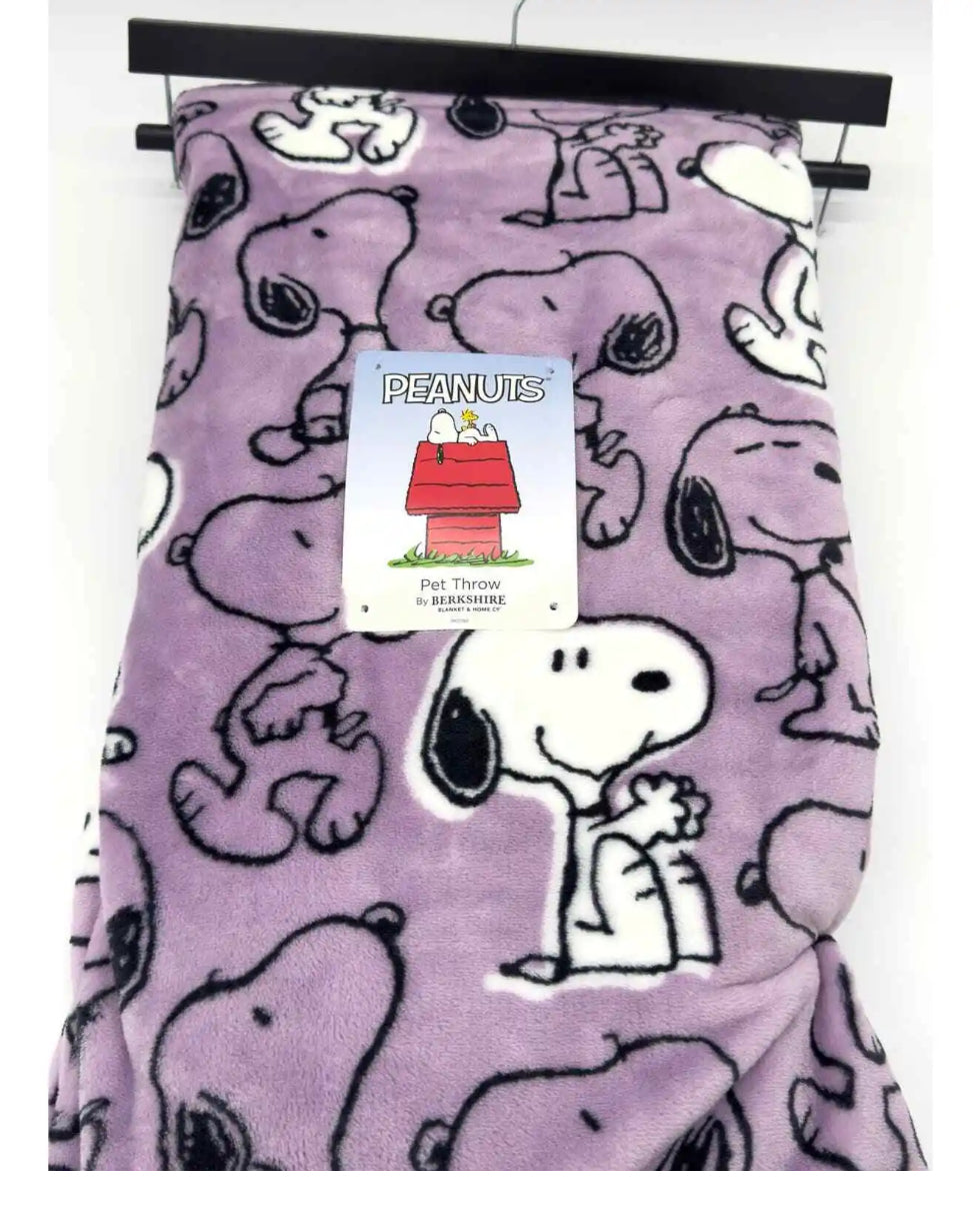 Peanuts Snoopy Dog Plush Purple Pet Blanket Throw Berkshire