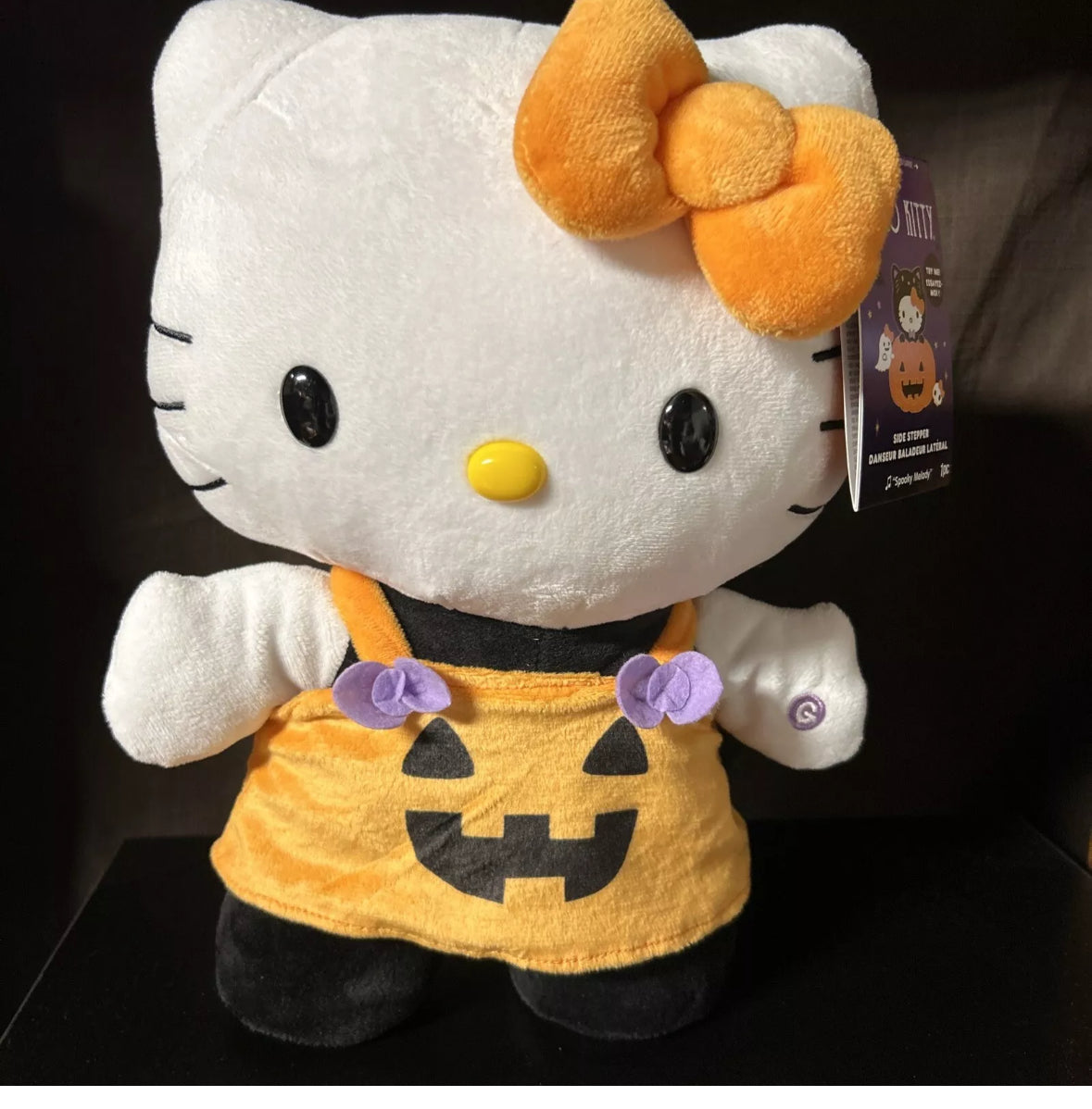 Hello Kitty Halloween Side Stepper Pumpkin Orange Bow Musical Sanrio