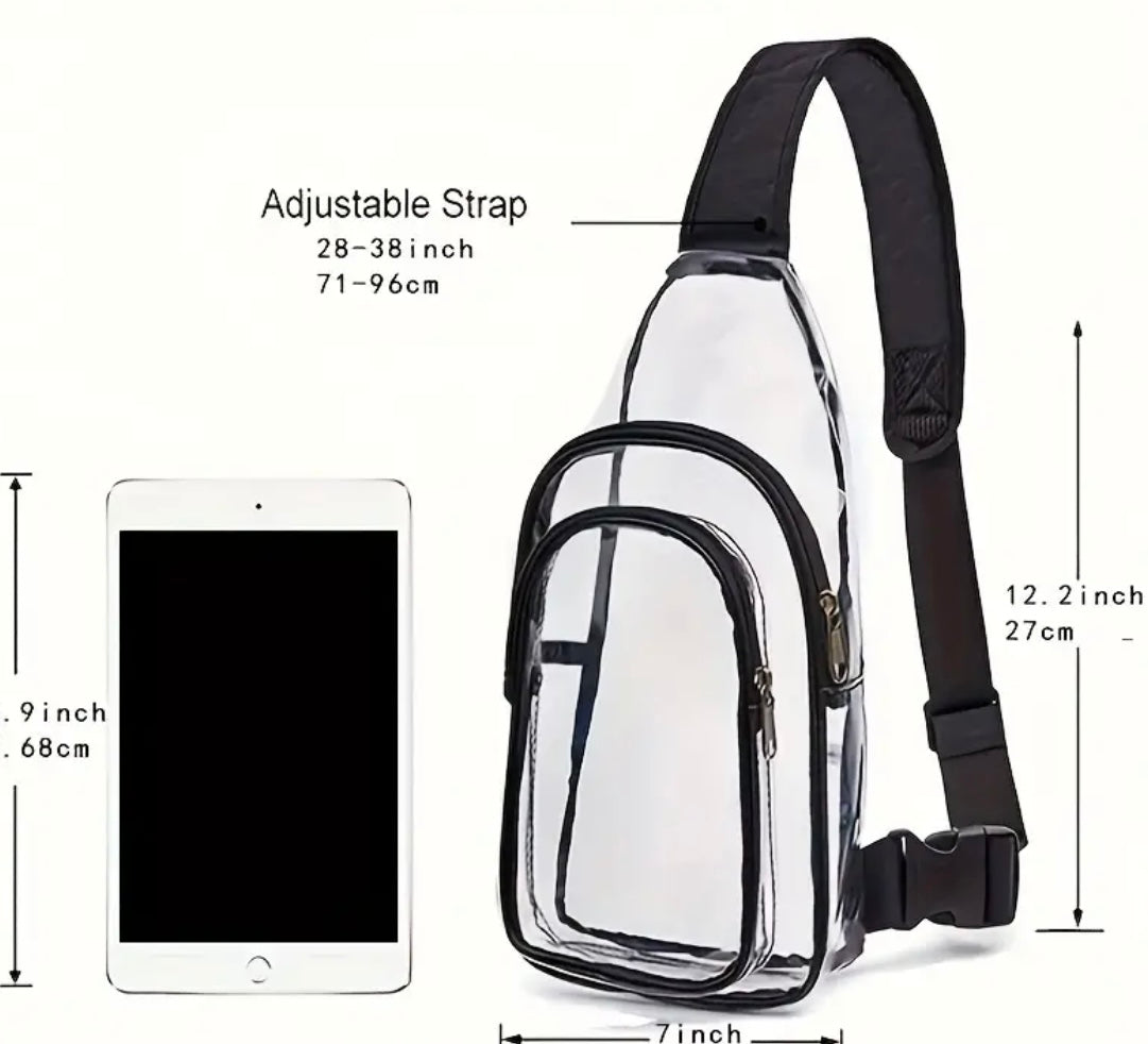 Transparent PVC Chest Bag, Waterproof Sling Backpack, Clear Crossbody Bag Stadium Approved For Sports Events, Concerts For Travel Use