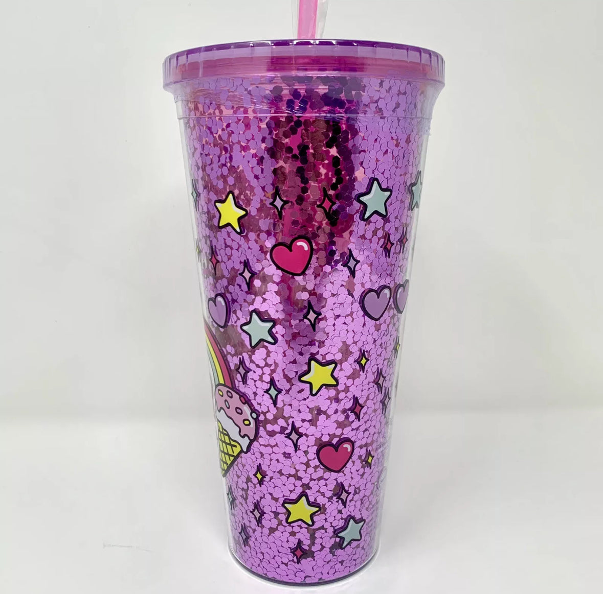 Hello Kitty Travel Tumbler With Straw Pink Confetti 32 oz