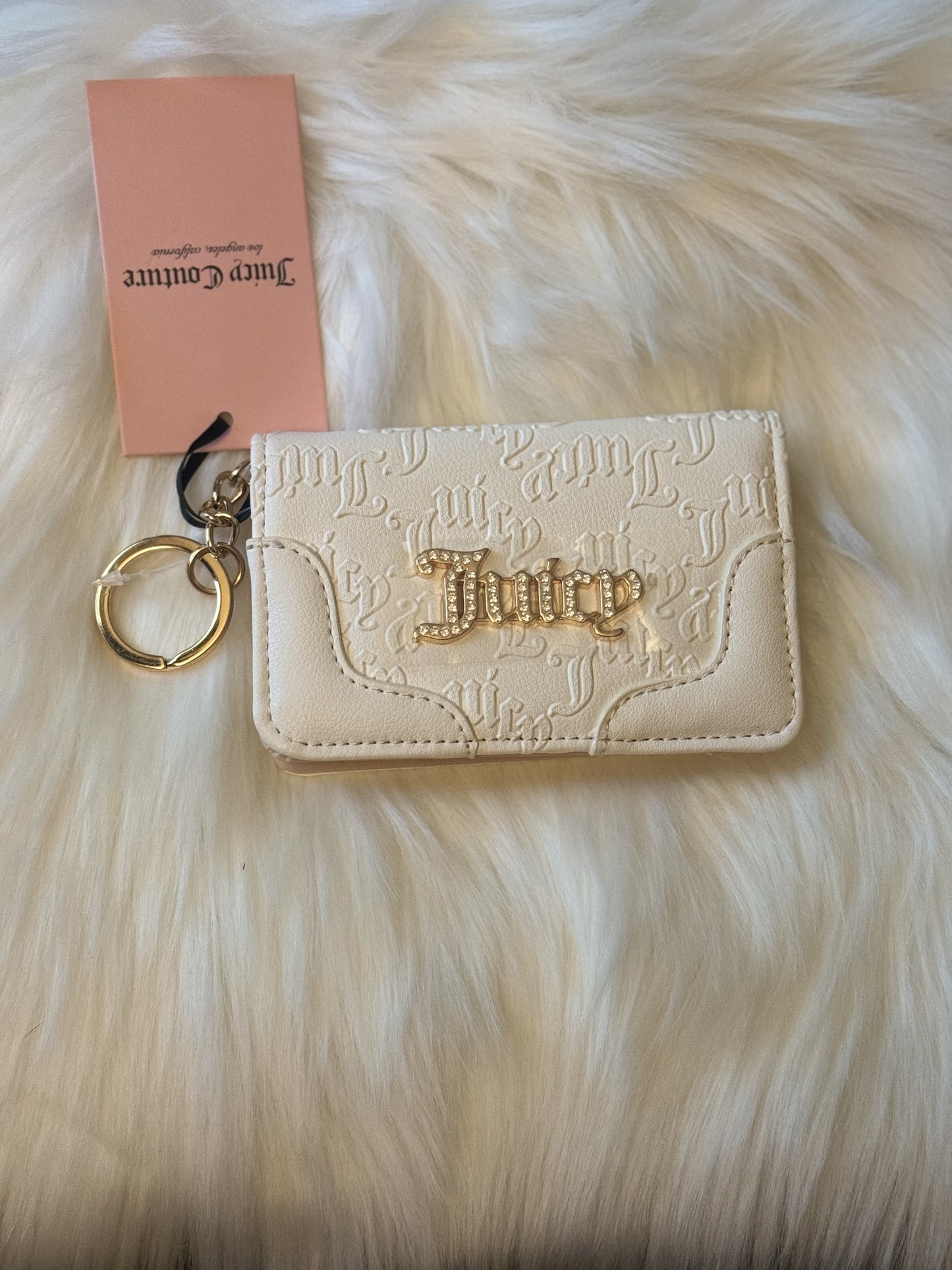 Juicy couture white heartless semi elongated bifold