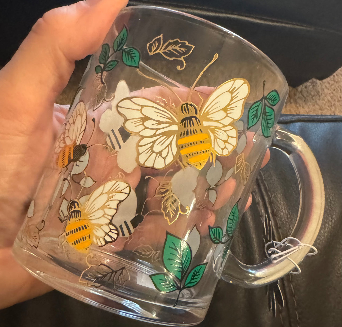 Seeds & Sunshine- 2 Sided Embossed Bee Mug - Clear & Yellow