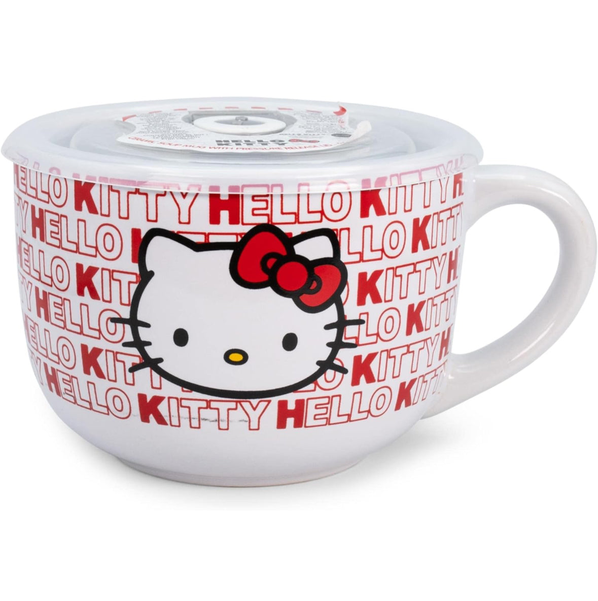 Sanrio Hello Kitty Red Ceramic Soup Mug With Vented Lid