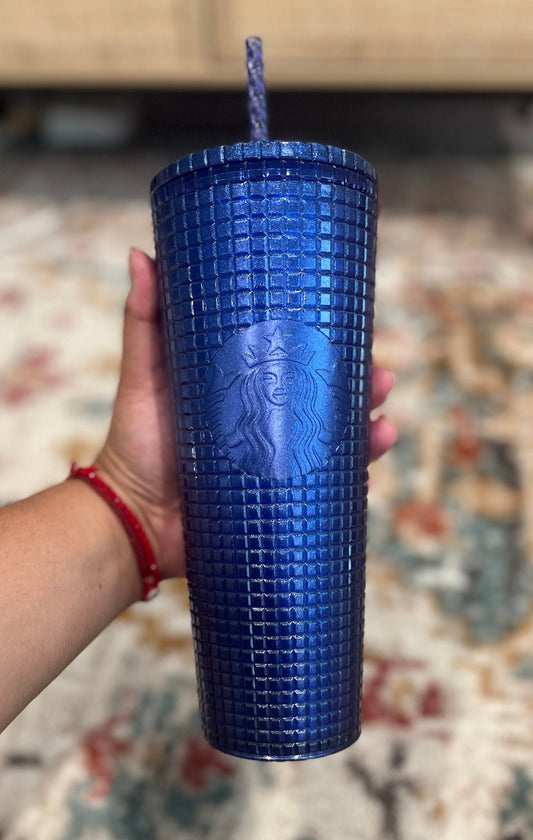 Starbucks Blueberry Glitter Grid Venti Cold Cup Summer