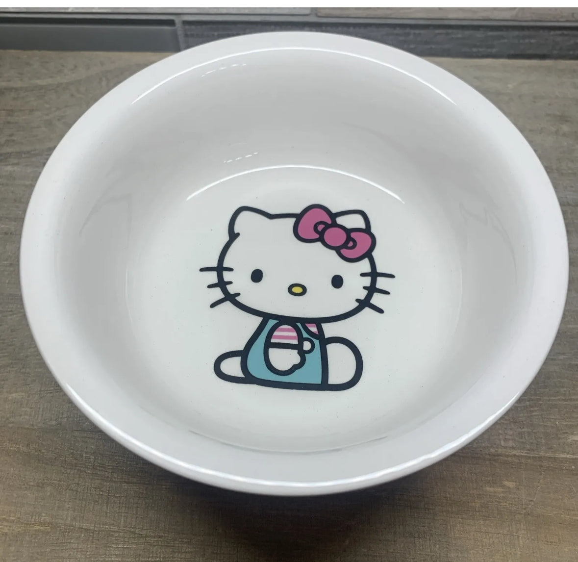 Hello Kitty Set Of 2 Ceramic White Pet Bowls Dog Cat Food Water 5" Bowl