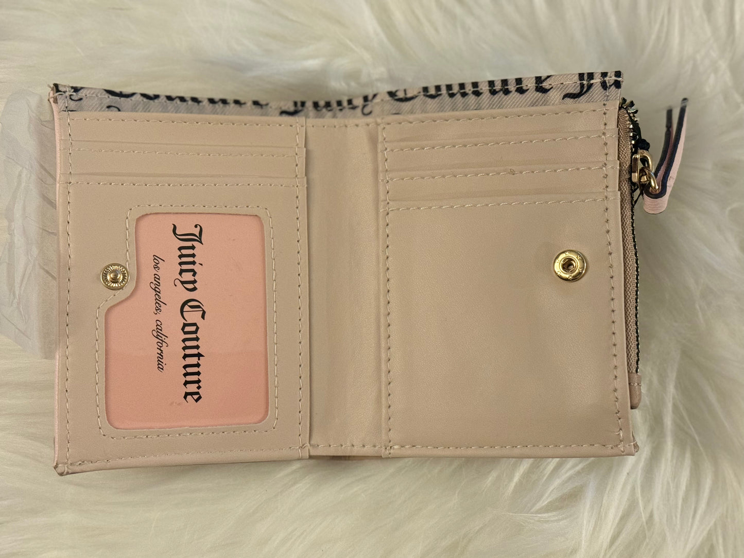 JUICY COUTURE Tan/ Pink Cafe Queen Of Everything Bifold Pullout Case Wallet