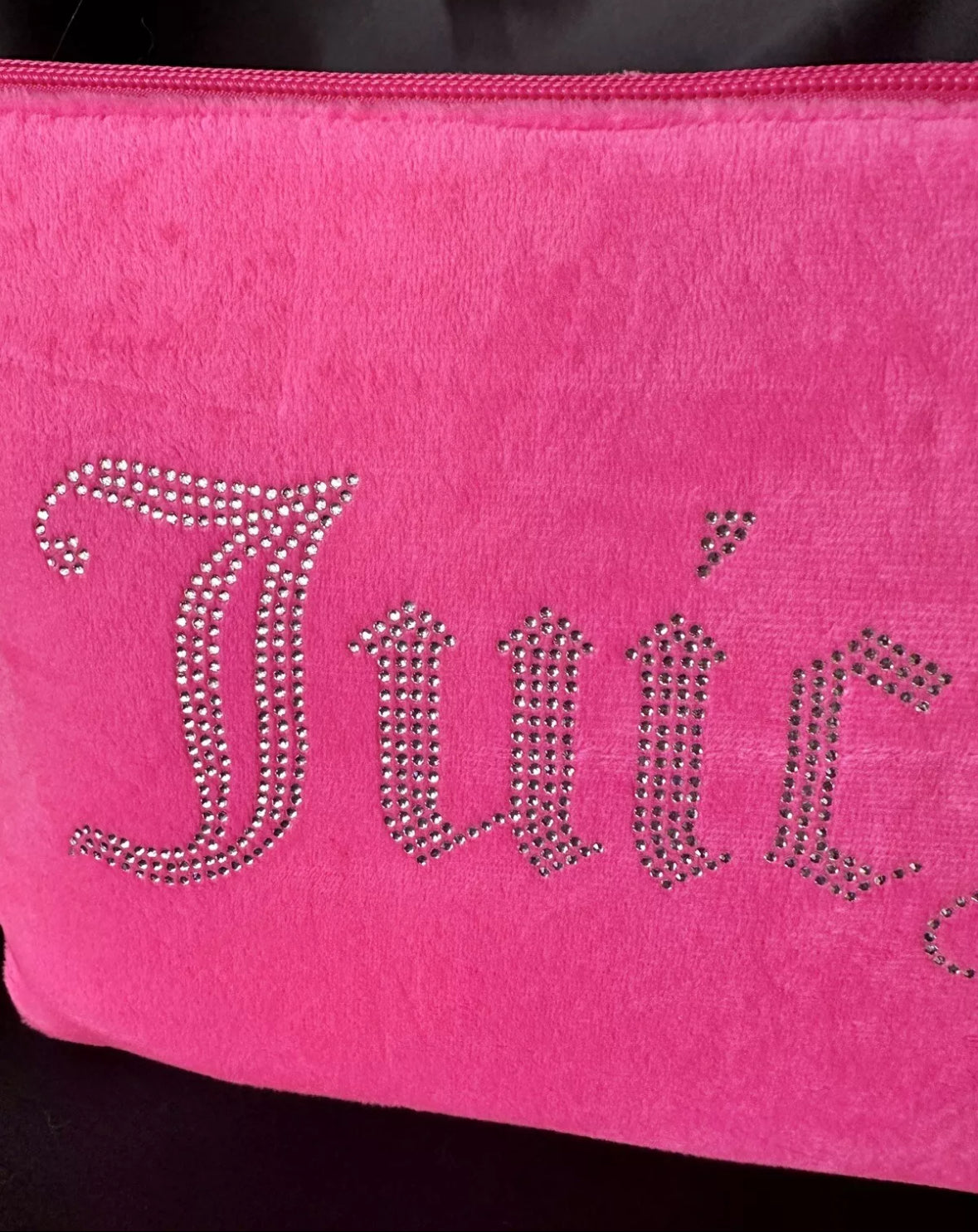 Juicy Couture Cosmetic Bag Crystal Embellished Hot Pink