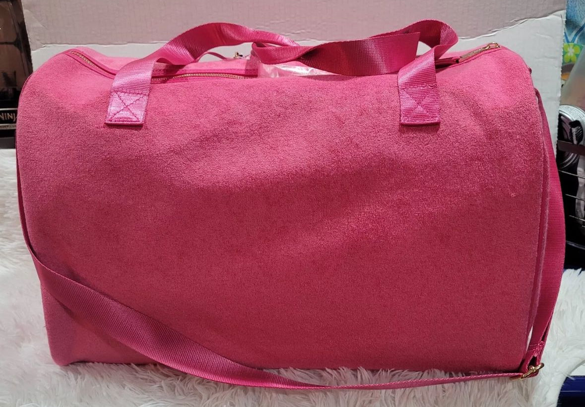 JUICY COUTURE  Pink Flash Terrycloth Weekender Duffle Bag Large