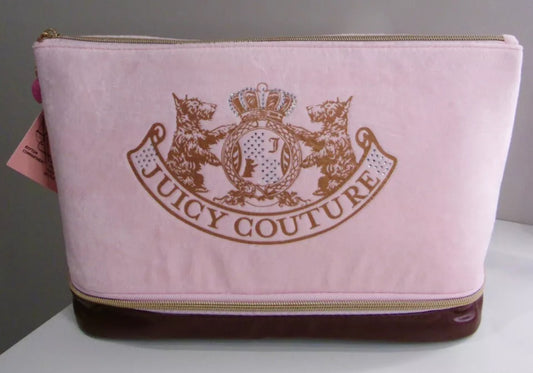 Juicy Couture OG Pink Velour Travel Cosmetic Bag Scottie Dog