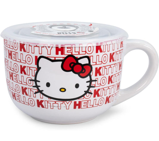 Sanrio Hello Kitty Red Ceramic Soup Mug With Vented Lid