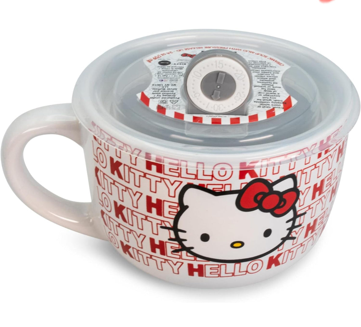 Sanrio Hello Kitty Red Ceramic Soup Mug With Vented Lid