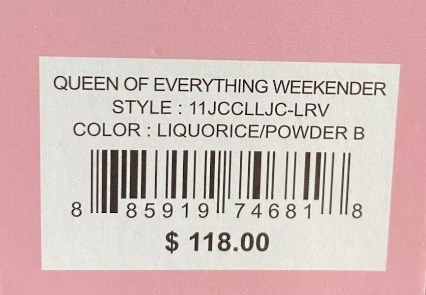 Juicy Couture Black And Pink Velour Queen Of Everything Weekender Duffle Bag