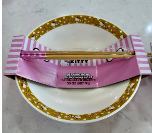 Hello Kitty Ramen Bowl with Chopsticks 30oz