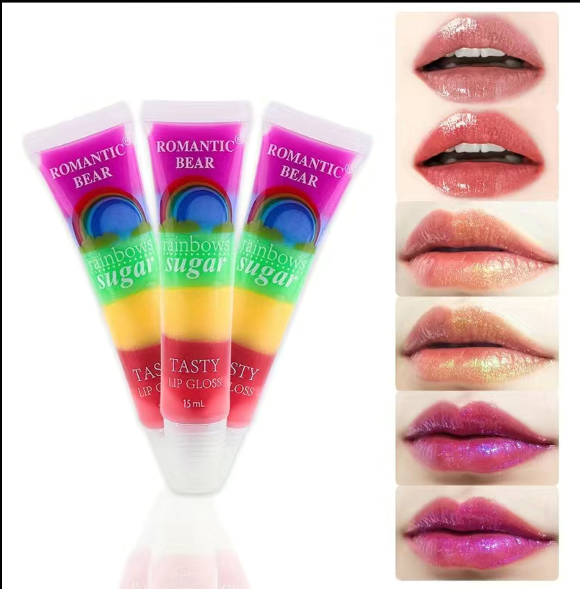 1 Pc Ultra-affordable Rainbow Lip Gloss Set, Multi-color Moisturizing Lip Gloss, Sweet Smell Non Sticky Long Lasting