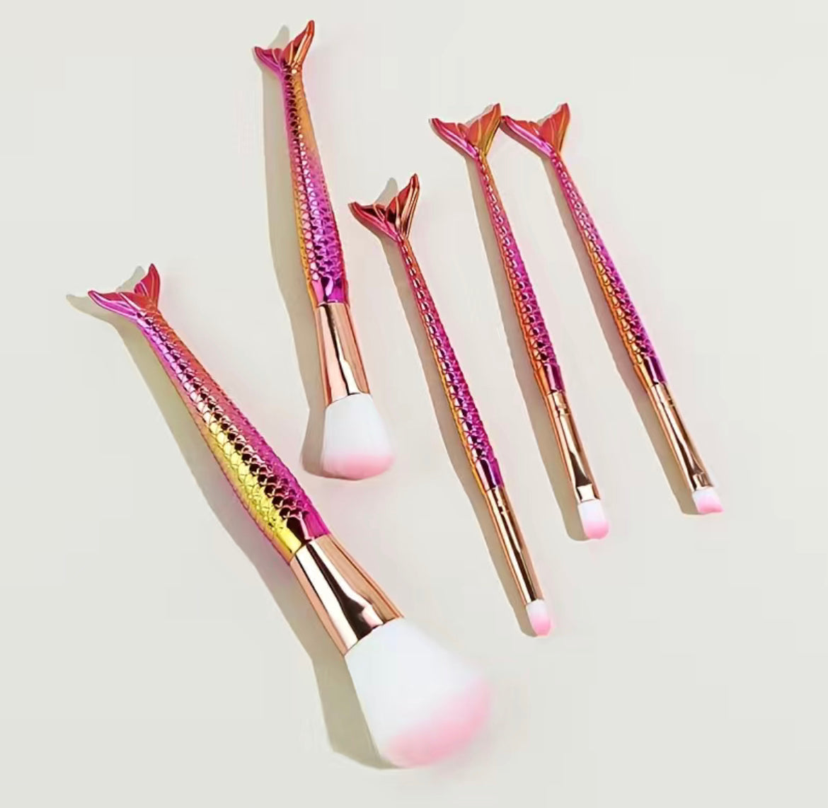 5-Piece Rose Gold  and Pink Mermaid Makeup Brush Set