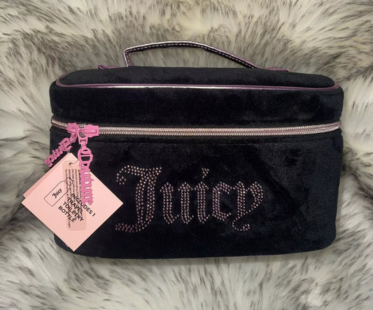 Juicy Couture Black Velour Travel Cosmetic Bag Case