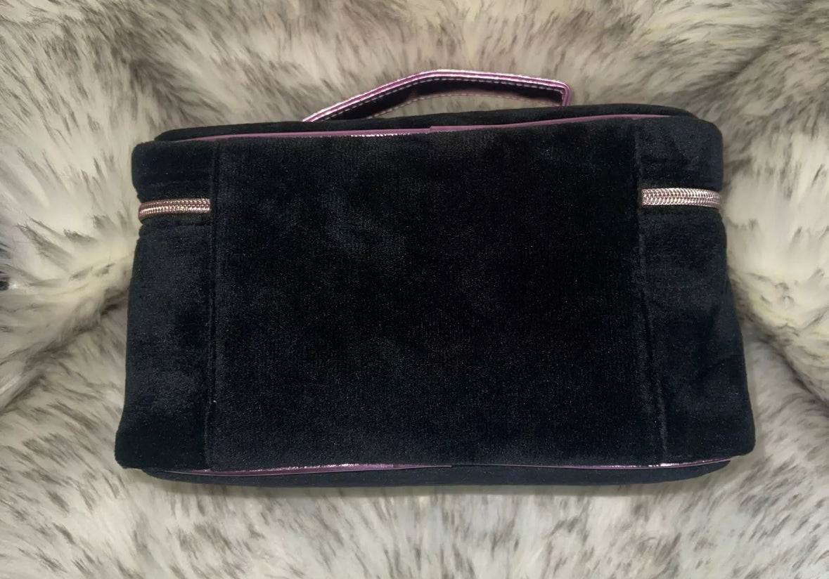 Juicy Couture Black Velour Travel Cosmetic Bag Case