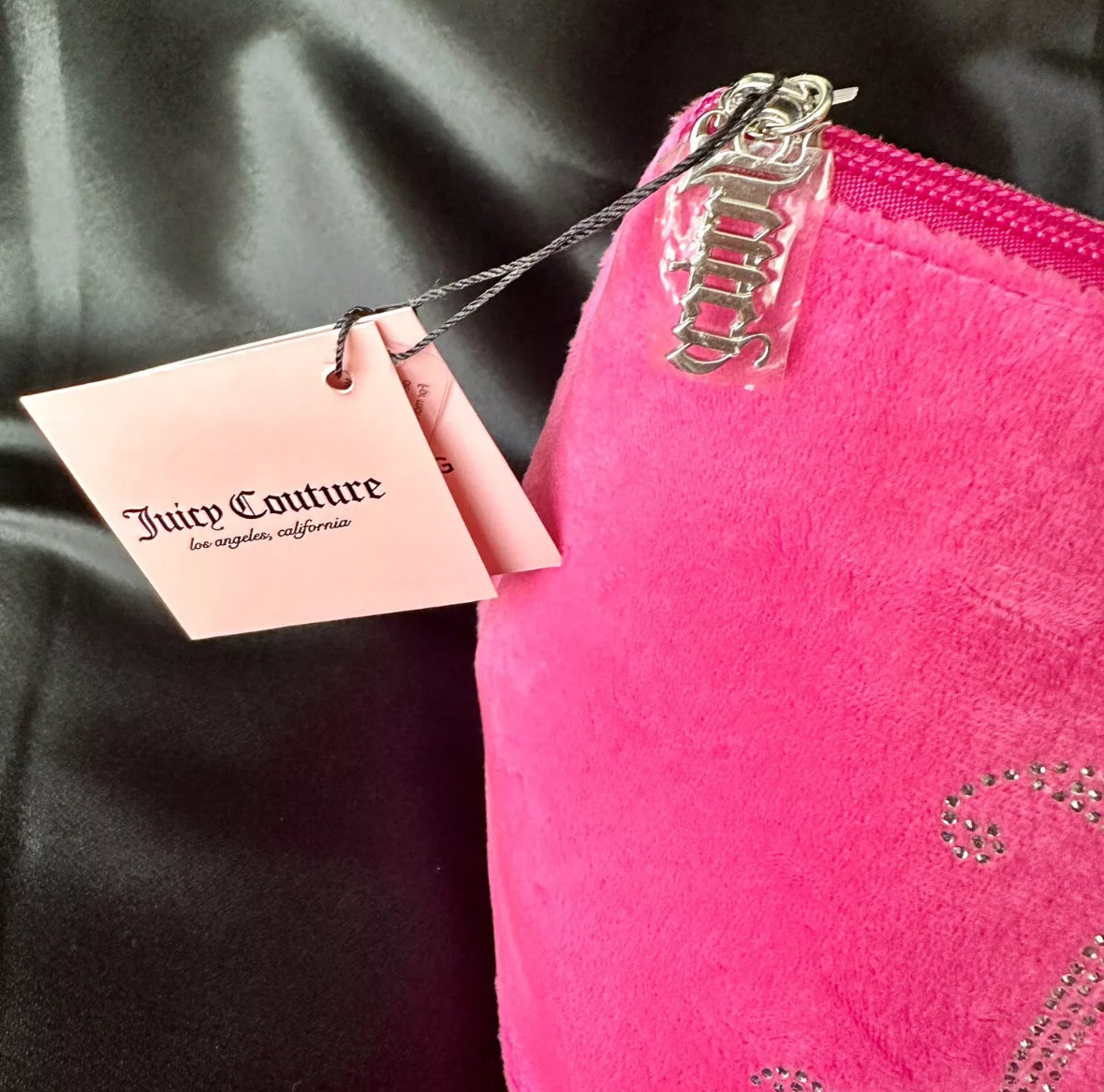 Juicy Couture Cosmetic Bag Crystal Embellished Hot Pink