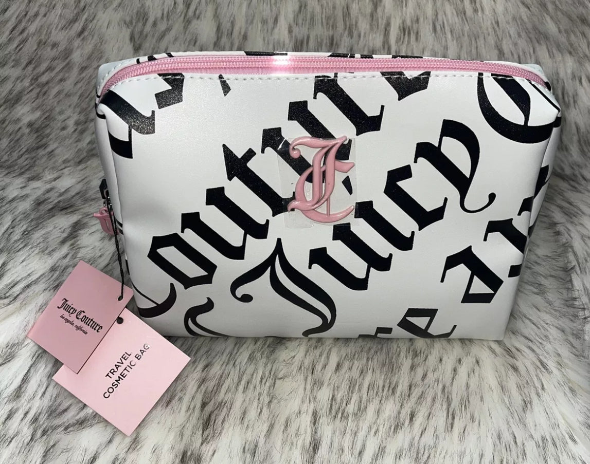 Juicy Couture Black White Wedge Travel Cosmetic Makeup Bag