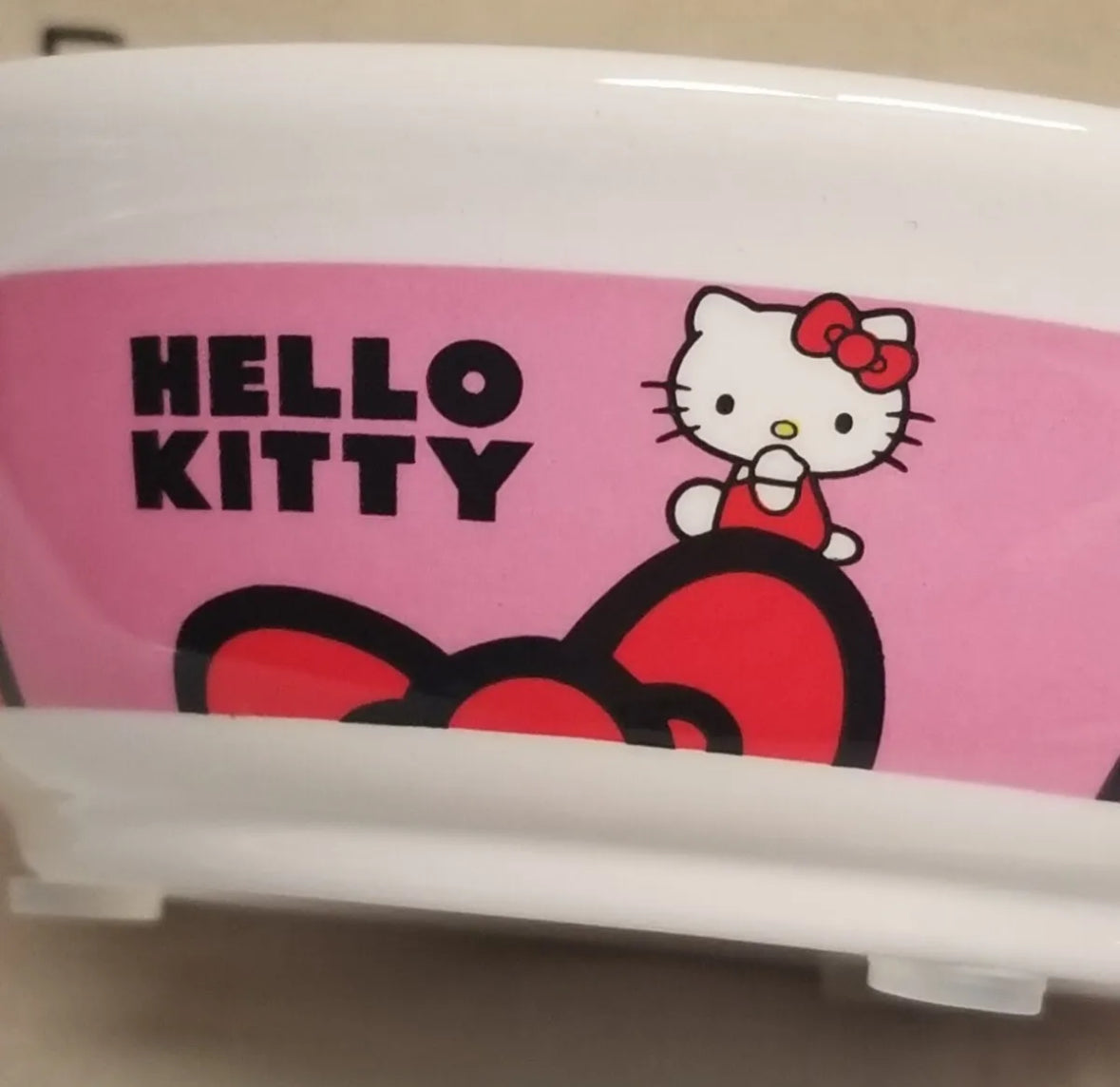 Hello Kitty Pet Bowl, Ceramic Bowl, Cute Design, Footed Bottom, Pink