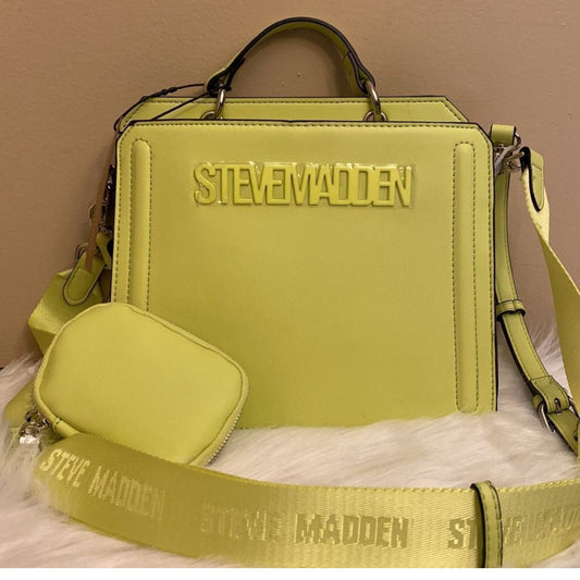 STEVE MADDEN BEVELYN SATCHEL CROSSBODY BAG W AIR POD CASE LEMON