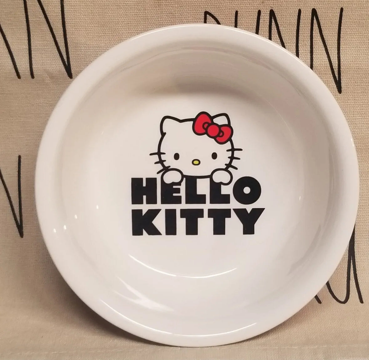 Hello Kitty Pet Bowl, Ceramic Bowl, Cute Design, Footed Bottom, Pink