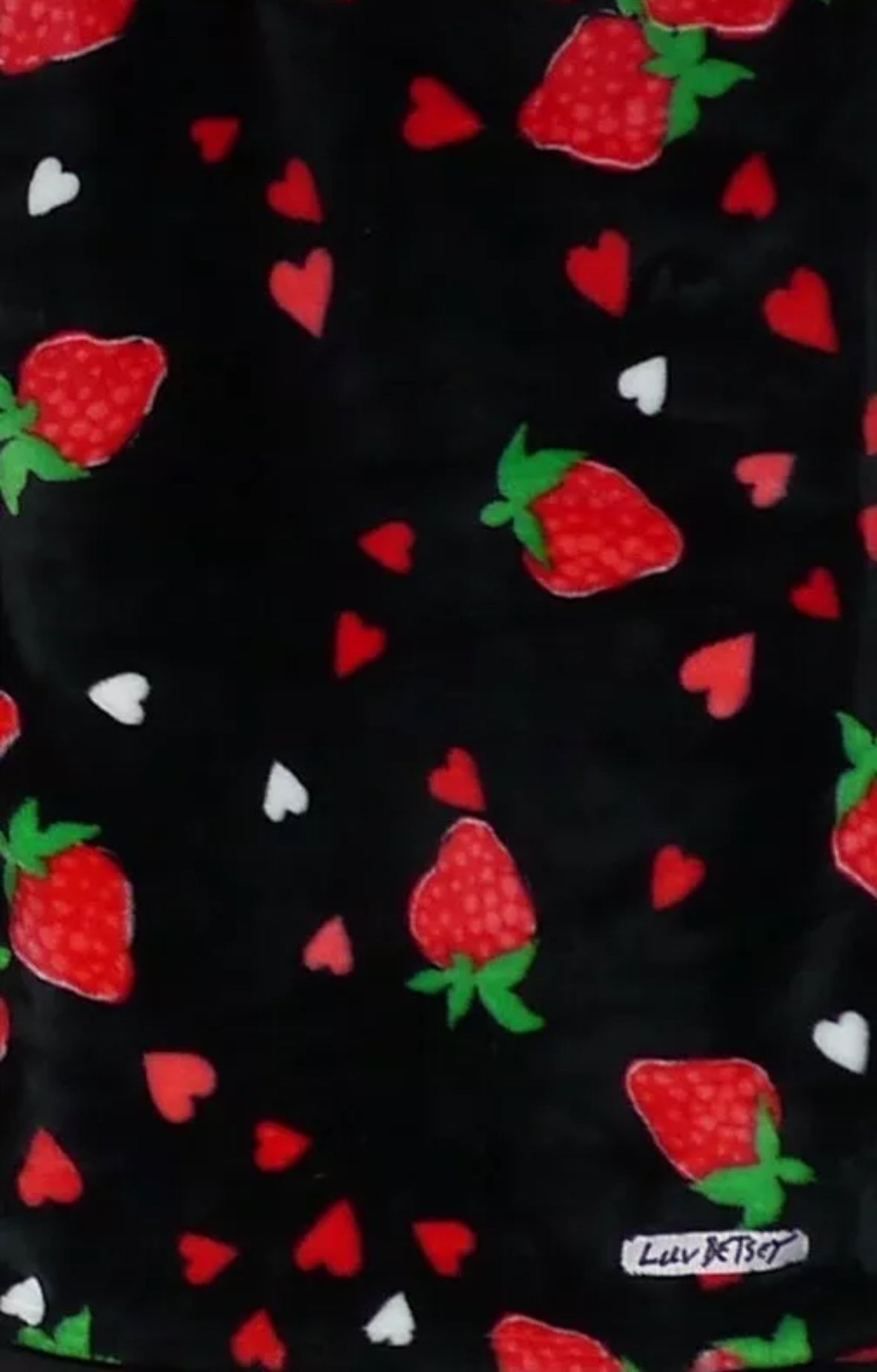 Luv Betsey Johnson 50"x70" Soft Throw Blanket Strawberry Strawberries Hearts