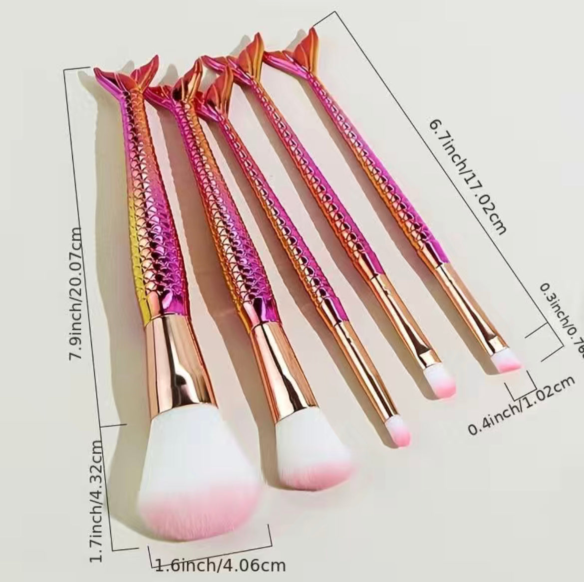 5-Piece Rose Gold  and Pink Mermaid Makeup Brush Set