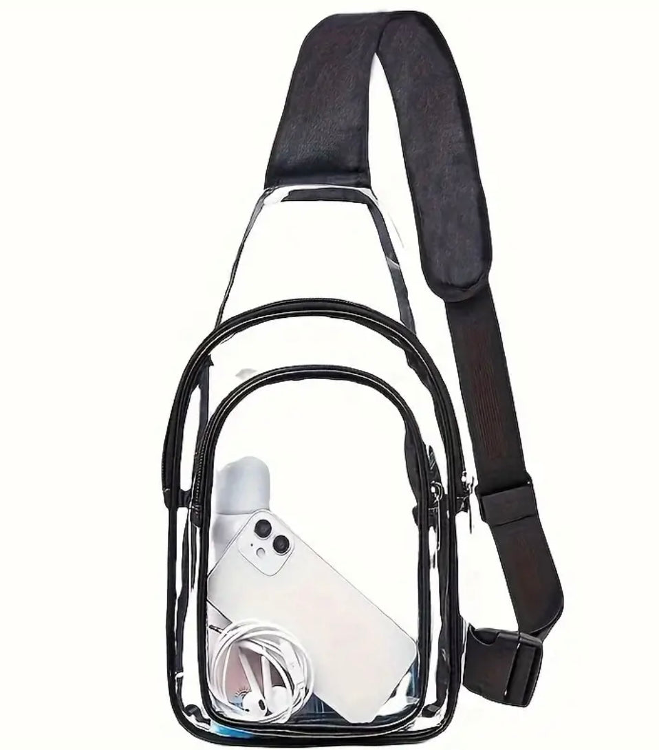 Transparent PVC Chest Bag, Waterproof Sling Backpack, Clear Crossbody Bag Stadium Approved For Sports Events, Concerts For Travel Use