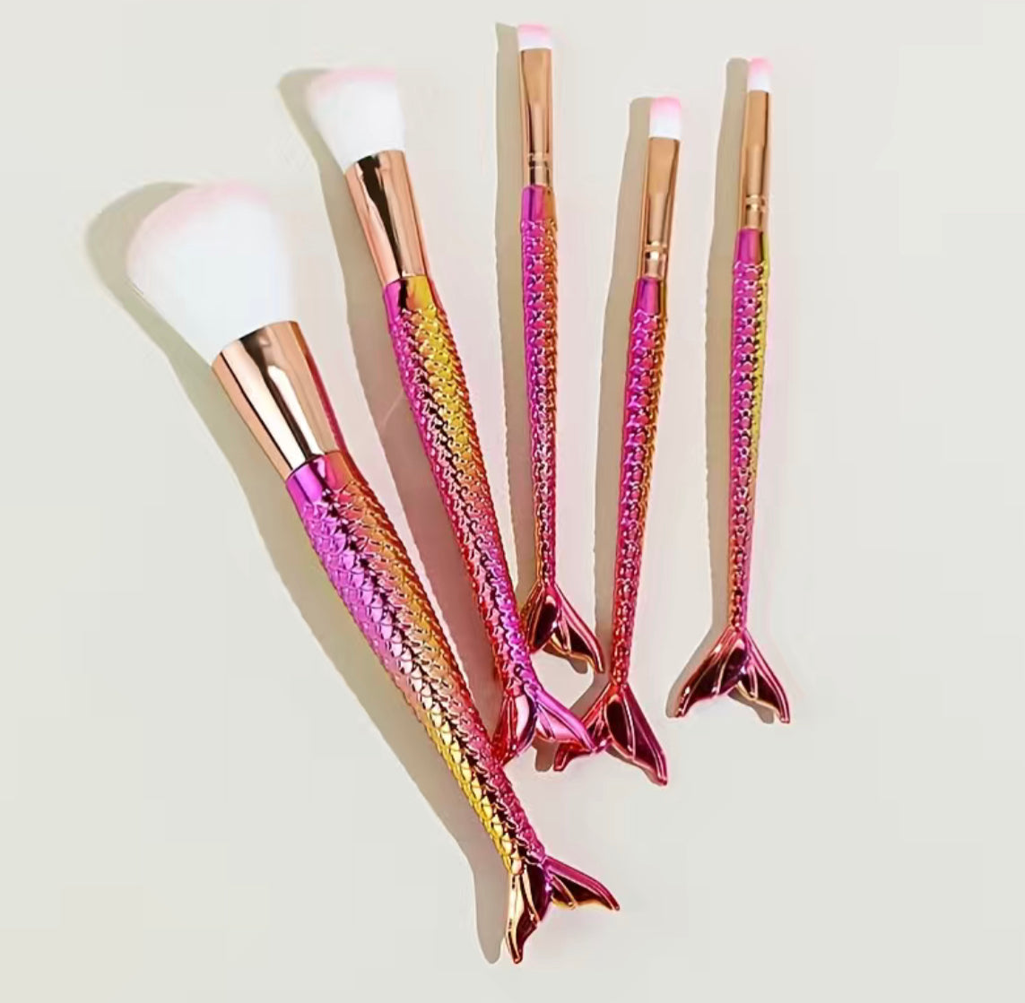 5-Piece Rose Gold  and Pink Mermaid Makeup Brush Set