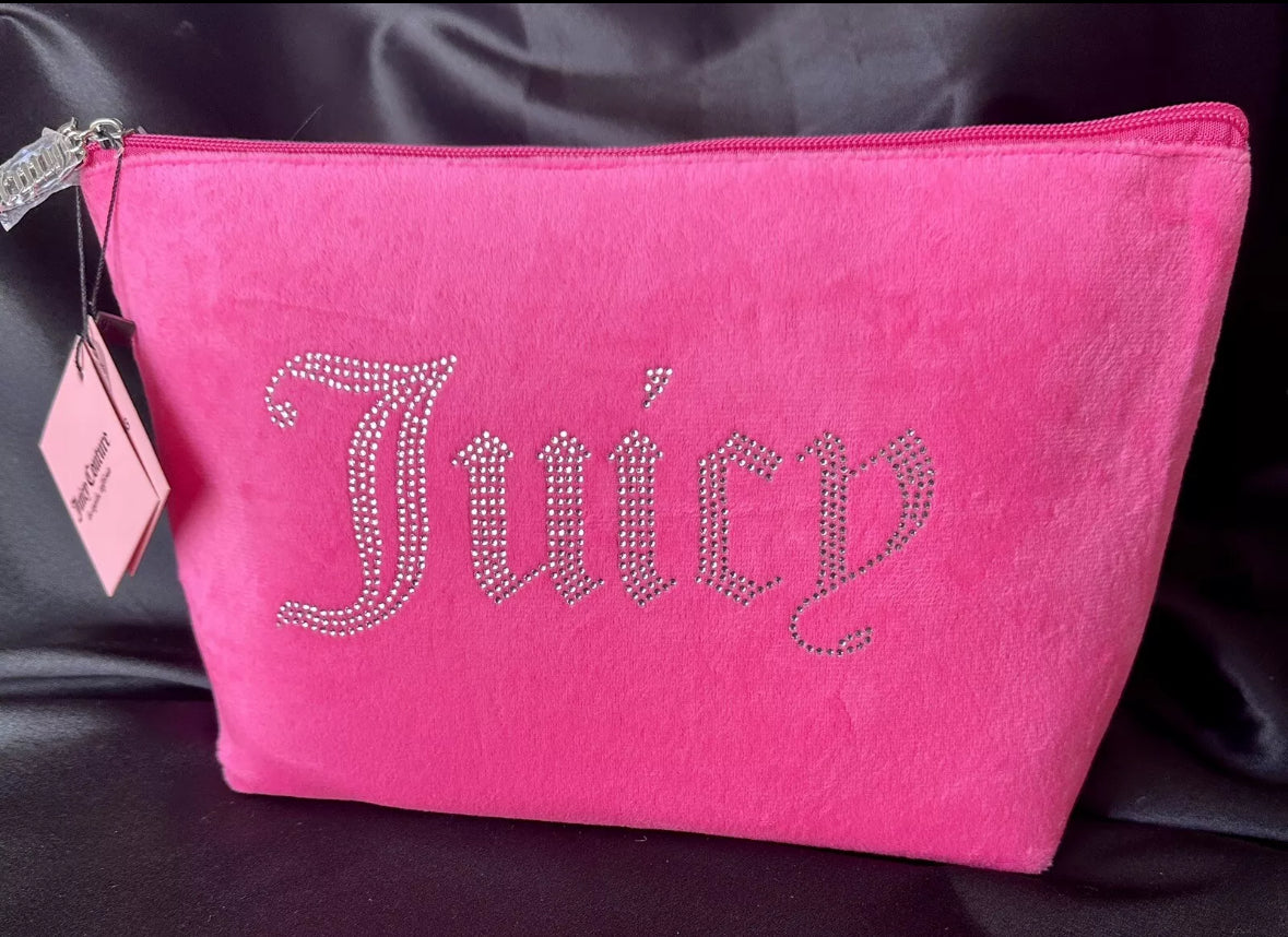 Juicy Couture Cosmetic Bag Crystal Embellished Hot Pink