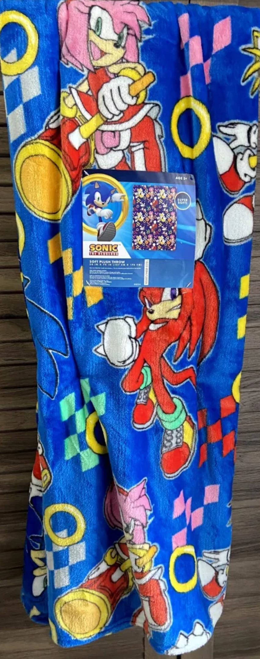 SONIC THE HEDGEHOG Classic Oversized SUPER SOFT PLUSH THROW BLANKET 50"x70"