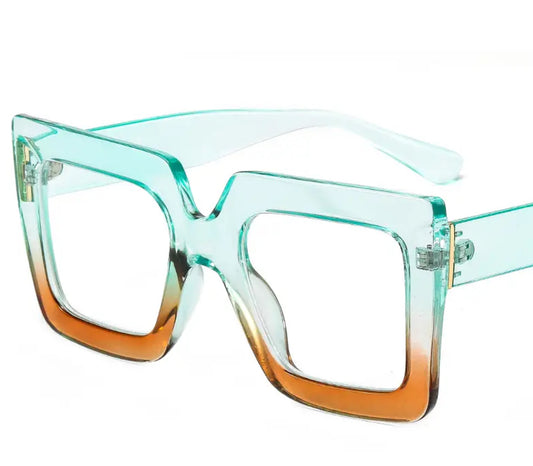 Color Block Square Frame Glasses, Spectacles Lens, Computer Gaming/TV/Phones Glasses Relieve Eye Fatigue