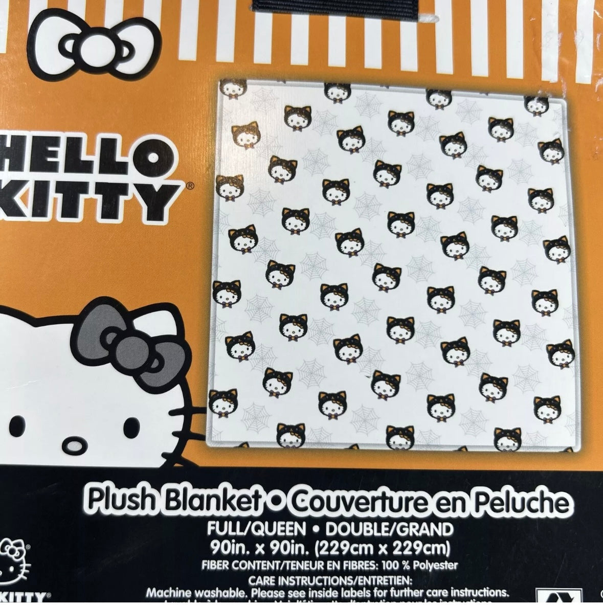 Hello Kitty Halloween Plush Throw Blanket Cat Costume Full/Queen 90in x 90in