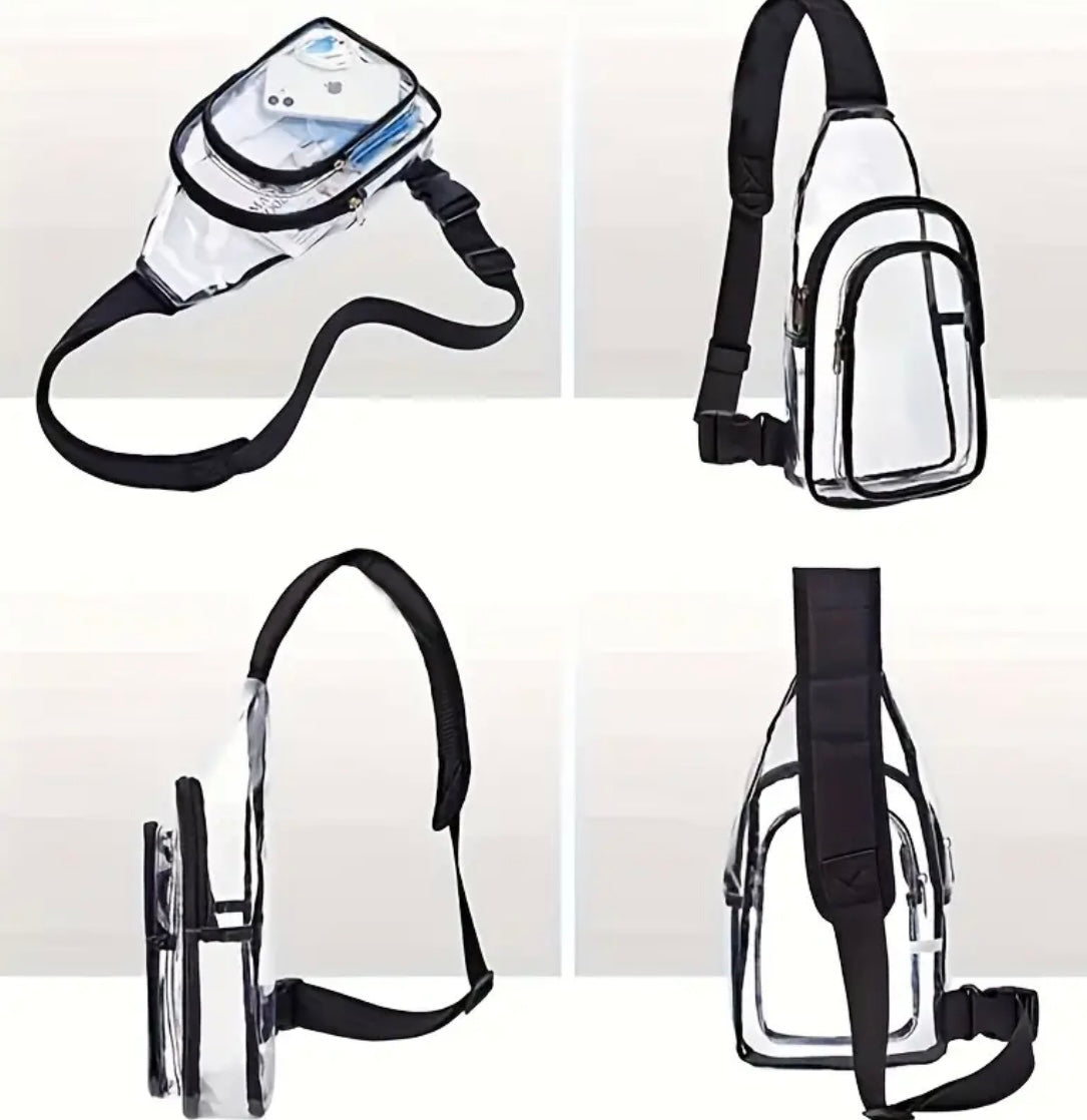 Transparent PVC Chest Bag, Waterproof Sling Backpack, Clear Crossbody Bag Stadium Approved For Sports Events, Concerts For Travel Use