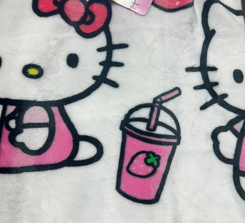 HK Throw Blanket Milk and Strawberries