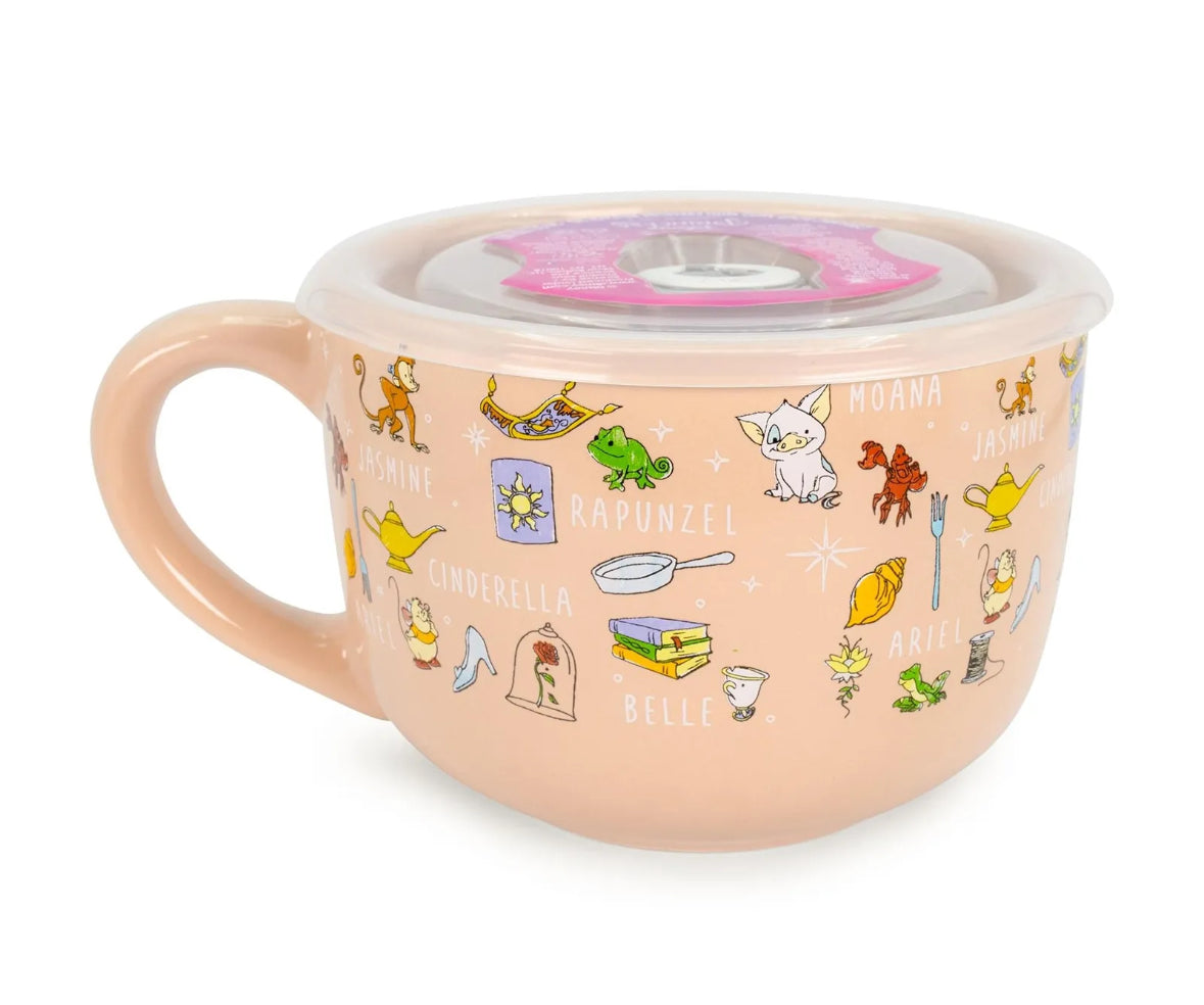 Disney Princess Ceramic Soup Mug with Vented Lid | Holds 24 Ounces