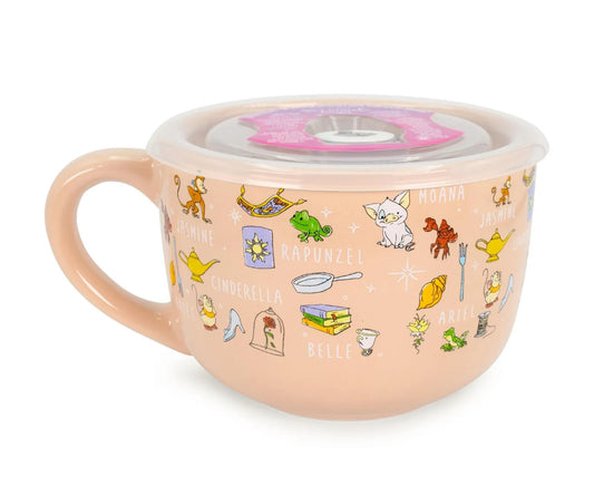 Disney Princess Ceramic Soup Mug with Vented Lid | Holds 24 Ounces