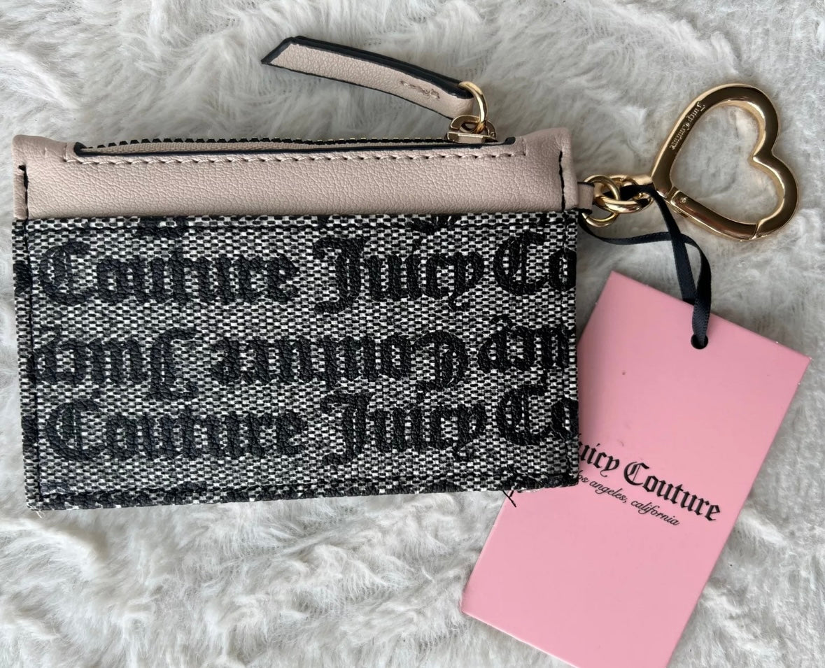 Juicy Couture Black~Beige/Sandstone Spring Fling Tab Elongated Card Case